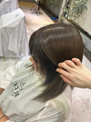 ミディアム カラー ハイトーン/艶髪/ 暗髪/韓国/sanaのヘアスタイル