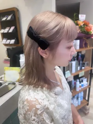 セミロング カラー ブリーチなしカラー RURI🩵のヘアスタイル