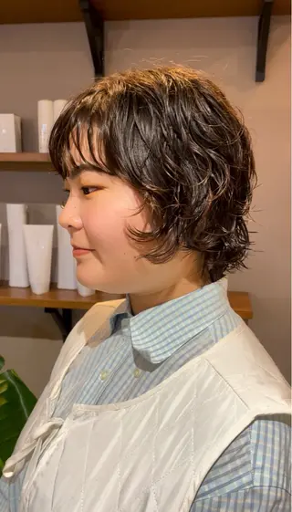 ショート パーマ ROCAReTA FOR HAIR 千本丸太町店所属・なかがきはな/ボブ/ レイヤー/パーマのヘアスタイル