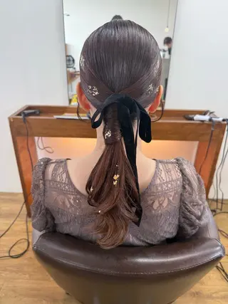 セミロング ヘアアレンジ hairdesign Granz 平成店所属・志賀 美沙のヘアスタイル