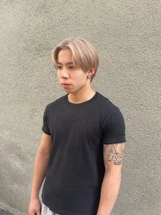 カラー メンズ 慎太朗/パーマ/ボブ /センターパートのヘアスタイル