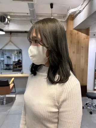 ミディアム カラー REINA☁️透明感 カラー/ぷつっと♡のヘアスタイル