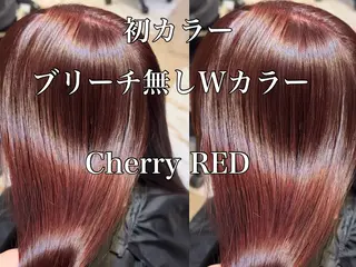 ミディアム カラー ブリーチなしダブル カラー縮毛矯正　下野のヘアスタイル