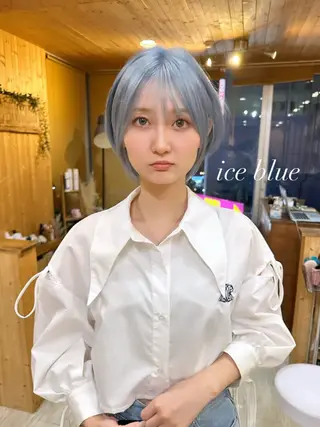 ショート 韓国レイヤー外国人風 透明感カラー髪質改善のヘアスタイル