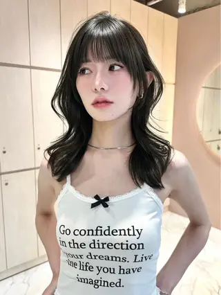 ミディアム ブリーチなしW🎀 髪質改善／はのんのヘアスタイル