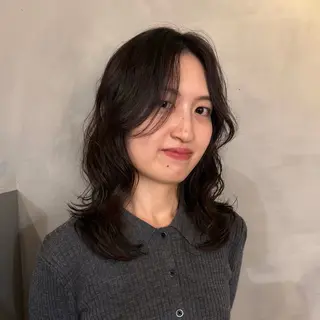 ミディアム レイヤー／パーマ KAHOのヘアスタイル