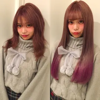 ロング 🌈評価No.1🌈 艶髪カラー❌エクステのヘアスタイル