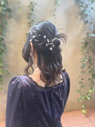 セミロング ヘアアレンジ 🎗️【ヘアセット 美眉】吉川玲🎗️のヘアスタイル