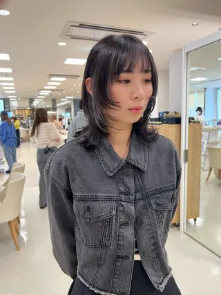 ミディアム カラー ハイトーン/ウルフ /レイヤー/坂野幸伸のヘアスタイル