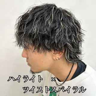 ショート カラー パーマ ヘアアレンジ メンズ 💈メンズ特化 美容師サキ💈のヘアスタイル