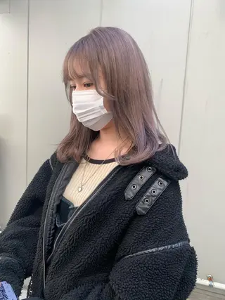 セミロング カラー 透明感/オリーブ/ グレージュ/YUKAのヘアスタイル