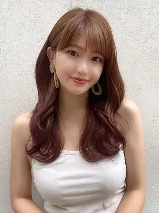 セミロング カラー 顔周り/くびれヘア 韓国ヘア💕風間るなのヘアスタイル