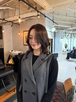 セミロング カラー 色落ちまで綺麗な 艶カラー特化/涼のヘアスタイル