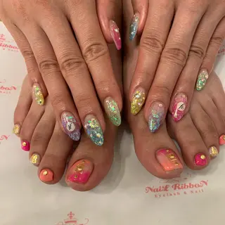 ネイル ネイルリボン 受付スタッフのネイルデザイン