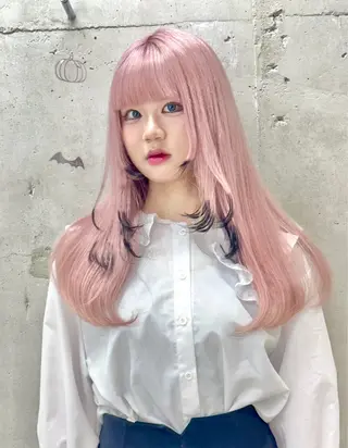 ロング カラー メンズウルフ🐺♡ ブリーチ♡ヘアメ🎀のヘアスタイル