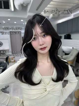 セミロング 映える顔まわり/前髪 特化 💗 ユキマのヘアスタイル