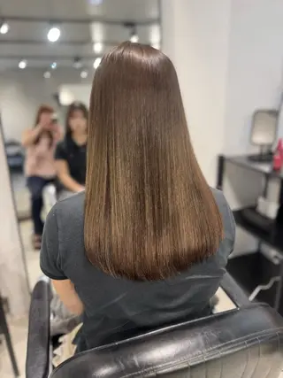 ロング カラー パーマ ヘアアレンジ 透明感/オリーブ/ グレージュ/YUKAのヘアスタイル