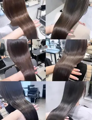 ミディアム カラー パーマ ヘアアレンジ 透明感/オリーブ/ グレージュ/YUKAのヘアスタイル