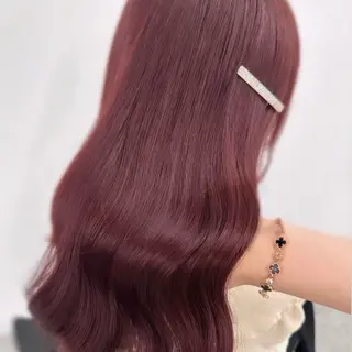 ロング カラー 💗愛され暖色💗 ピンク/レッド💗のヘアスタイル