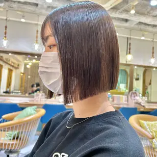 ミディアム カラー 髪質改善【縮毛矯正】 北千住で美髪に導く人のヘアスタイル