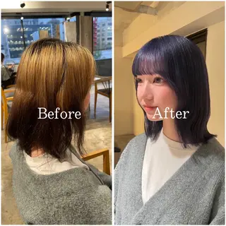 セミロング カラー ムラ修正/ ハイトーン💖Riaのヘアスタイル