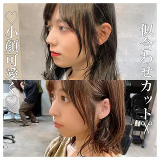 ミディアム カラー ヘアアレンジ 顔周りカット/髪質改 善/新宿/畑中稔里のヘアスタイル
