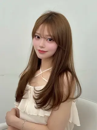 ロング カラー 韓国ヘア/レイヤー/ 顔まわり足立遥奈のヘアスタイル