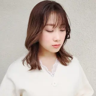 セミロング カラー フリーランス所属・韓国ヘア レイヤー くびれヘアMATSUのヘアスタイル
