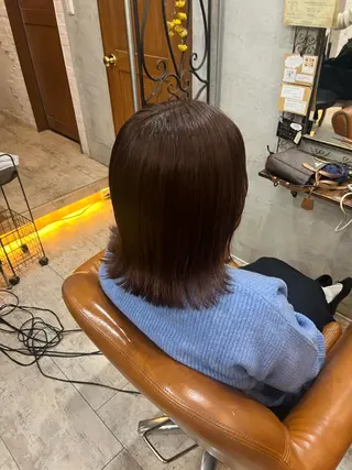 ミディアム カラー 艶髪/ハイトーン/ ヘアセット/モエノのヘアスタイル