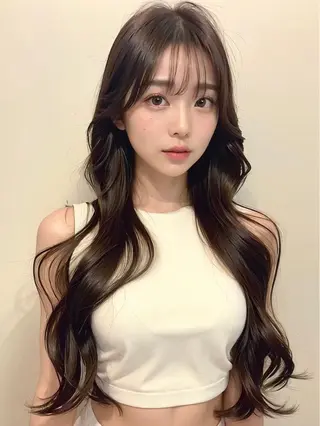 ロング カラー 🩵髪質改善🩵 韓国ヘア🩵花澤みりのヘアスタイル