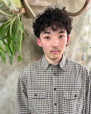 ショート パーマ メンズ 木村陸弥 似合わせ 透明感カラー🌿のヘアスタイル