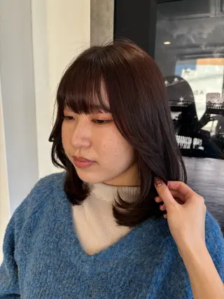 ミディアム カラー SAYAKA 🍒／ボブ／暖色のヘアスタイル