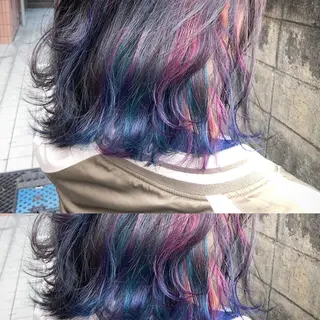 ミディアム カラー 髪質改善、エクステ 山口卓哉のヘアスタイル