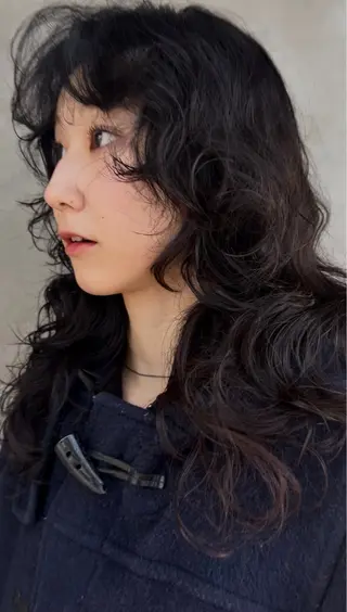 セミロング カラー パーマ デザインカット/ パーマ/nanaのヘアスタイル