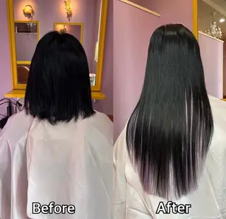 ロング シール＋ちび編み込み エクステ梅田🐨のヘアスタイル