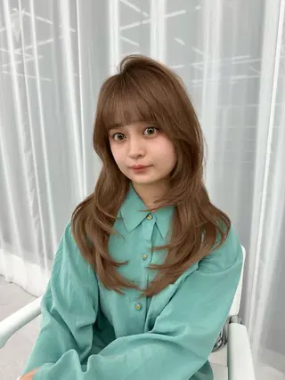 ロング カラー 顔まわりの神様✨ 透明感カラー藤嶋秀幸のヘアスタイル