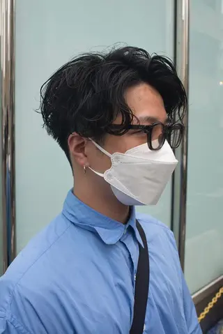 ミディアム パーマ メンズ 千葉 慎也のヘアスタイル