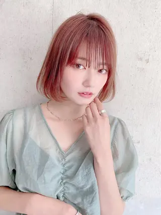 ミディアム 川井麻由🎀アイドル 量産🎀ピンクカラーのヘアスタイル