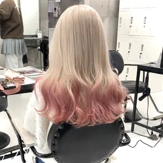 ロング 🩶 ピンクカラー/ ブロンド🩶くるみのヘアスタイル