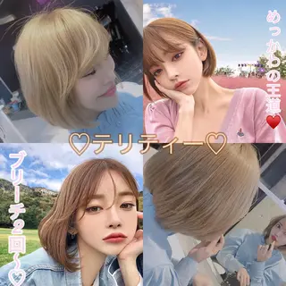 ミディアム カラー メンズ JuNブリーチに 縮毛矯正するプロのヘアスタイル