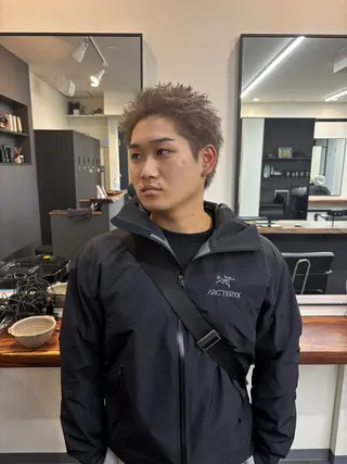 パーマ メンズ スパイキーパーマ 柏NO1 藤本葉のヘアスタイル