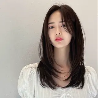 セミロング カラー 韓国風×透明感カラー 髪質改善オタベシンヤのヘアスタイル