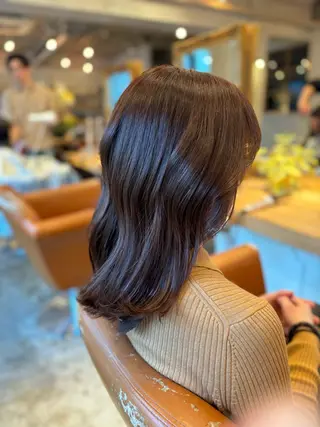 セミロング カラー 髪質改善カラー ブラウン🤎YUMEのヘアスタイル