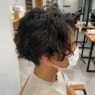 ショート パーマ メンズ 毛流れ縮毛矯正✨ メンズ那智優貴のヘアスタイル
