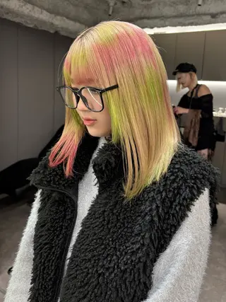 セミロング カラー 名古屋／デザイン／ ブリーチ/松井亮磨のヘアスタイル