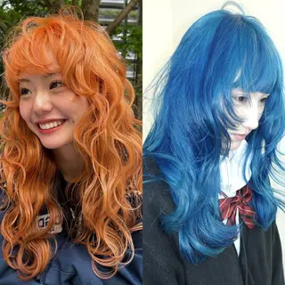 ミディアム カラー レイヤーカット ハッシュカットのヘアスタイル