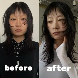 セミロング stén/kana /レイヤーカットのヘアスタイル