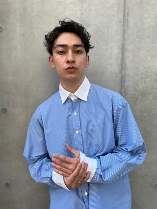 パーマ メンズ ベージュ/グレージュ 恵比寿/丸山陽平のヘアスタイル