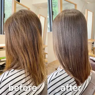 ミディアム カラー パーマ KIZU 髪質改善 オカルト怪談のヘアスタイル