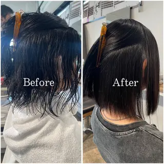 セミロング パーマ ムラ修正/ ハイトーン💖Riaのヘアスタイル